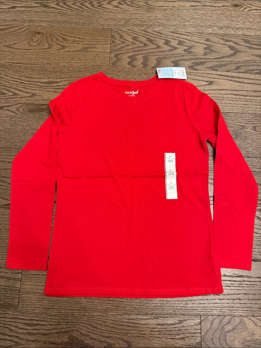 NWT Cat & Jack Red Long-Sleeve Crewneck Tee for Kids